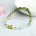 Hand-woven Hetian jade bracelet with water gradient colour and floral design