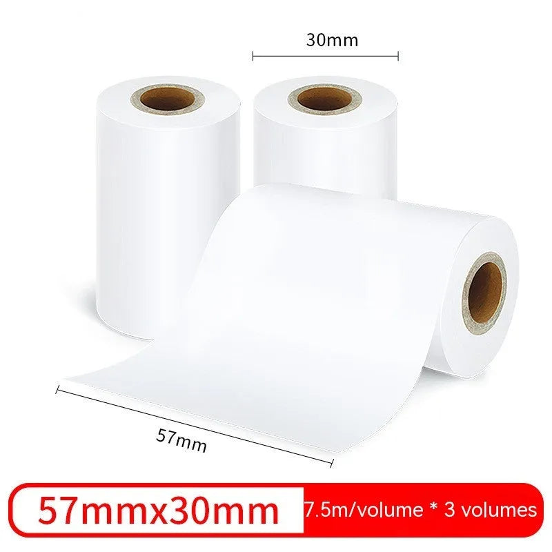 Three rolls of 57mm x 30mm thermal printer paper in packaging