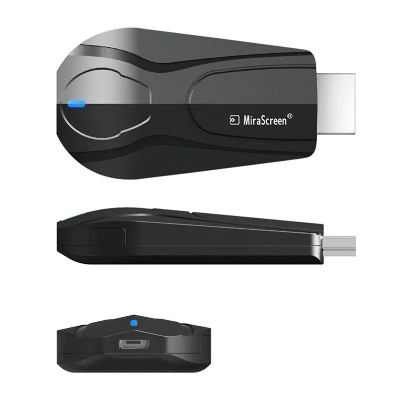 Matt black wireless screen player device with HDMI port for smartphone mirroring