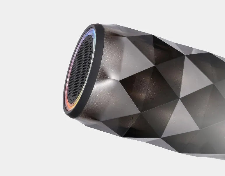 Black crystal cut Coke can shaped lantern Bluetooth speaker with colourful starry sky lighting effect
