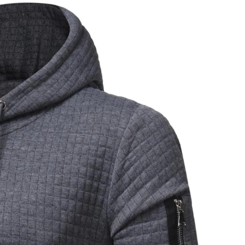 Men's hooded sweatshirt with arm zippers, O-neck, long sleeve, solid colour, sizes S to 4XL