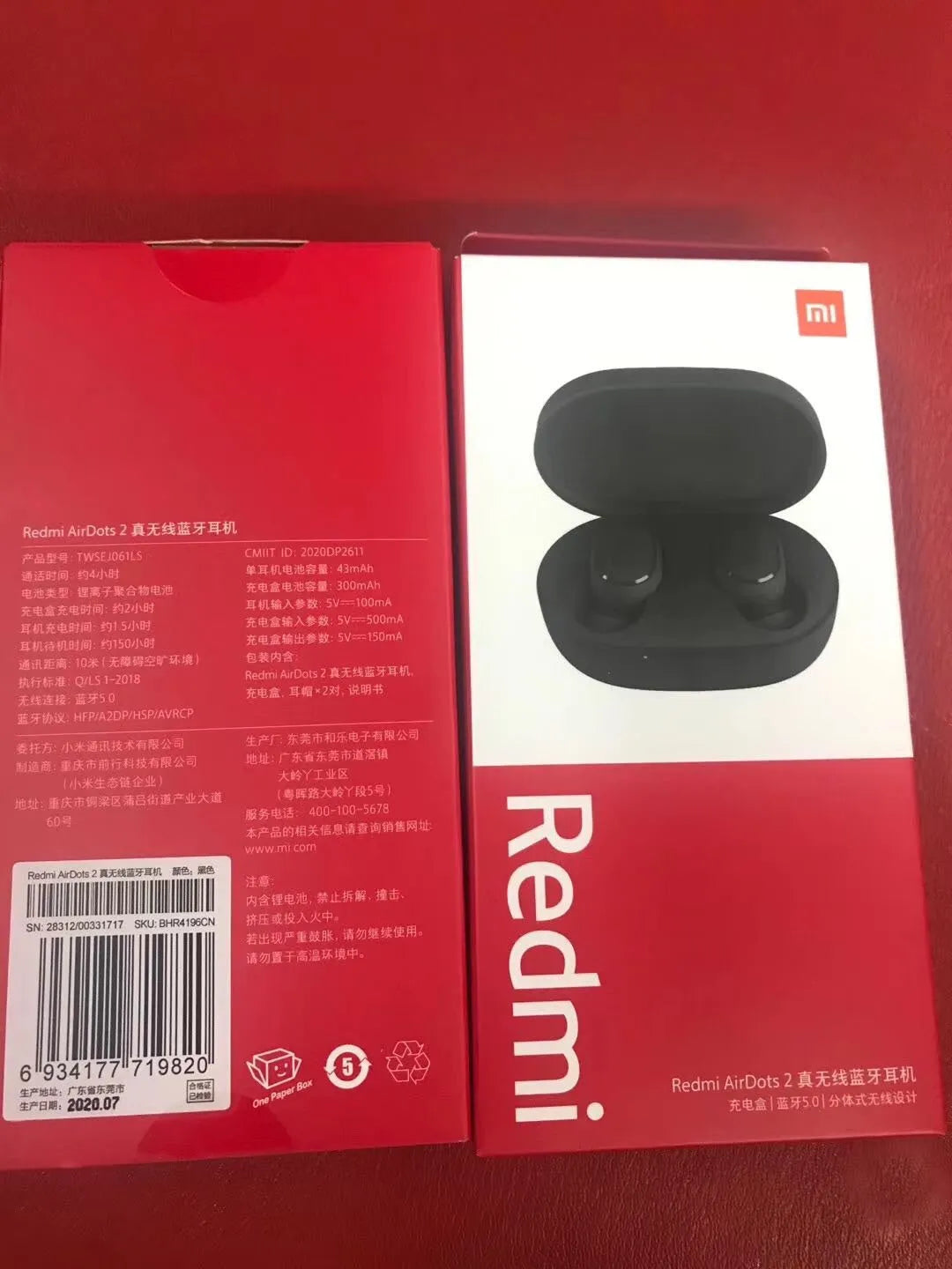 Redmi AirDots 2 Black true wireless Bluetooth earbuds and charging case on a white background.