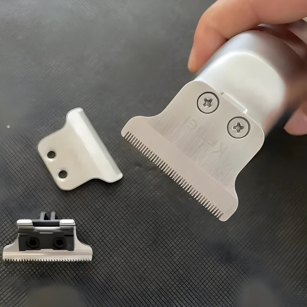 Barber scissors with LCD display and rechargeable power supply