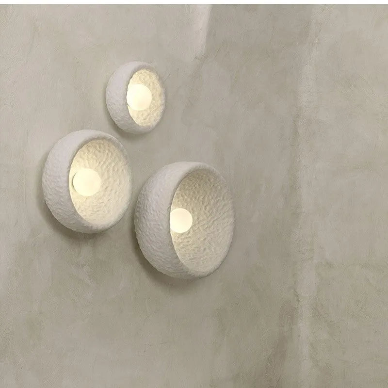 Japanese minimalist wall lamp with round resin shade in 20cm, 26cm or 32cm diameter sizes
