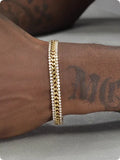 Gold-plated titanium steel tennis bracelet with artificial gemstone inlay in hip hop style