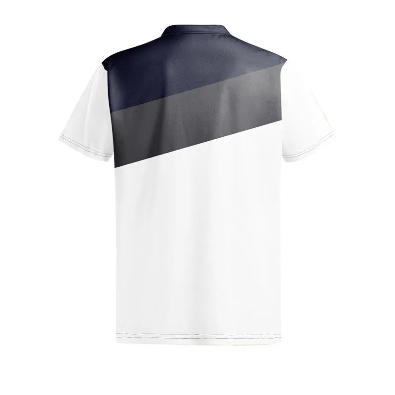 Men's loose fit grey T-shirt with vibrant colourful 3D digital pattern print on the front.