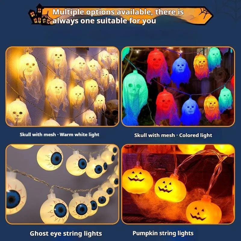 Halloween battery-powered LED coloured lights for indoor wall decoration in plastic shell