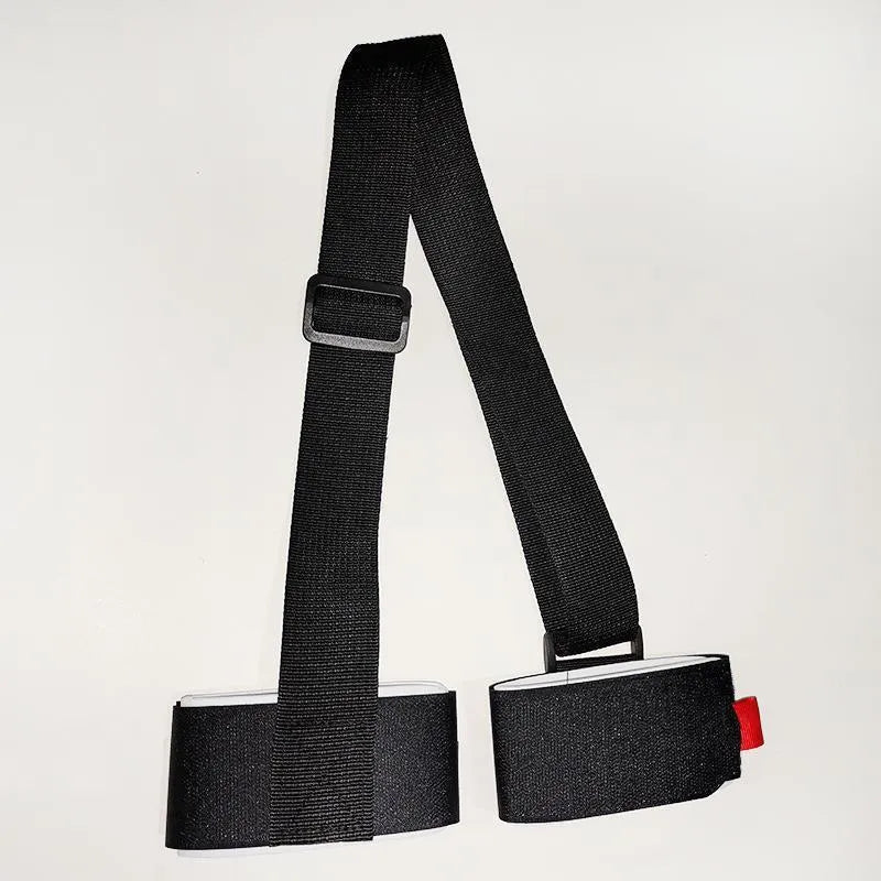 Hook and loop ski bandage with adjustable shoulder strap in multiple colour options