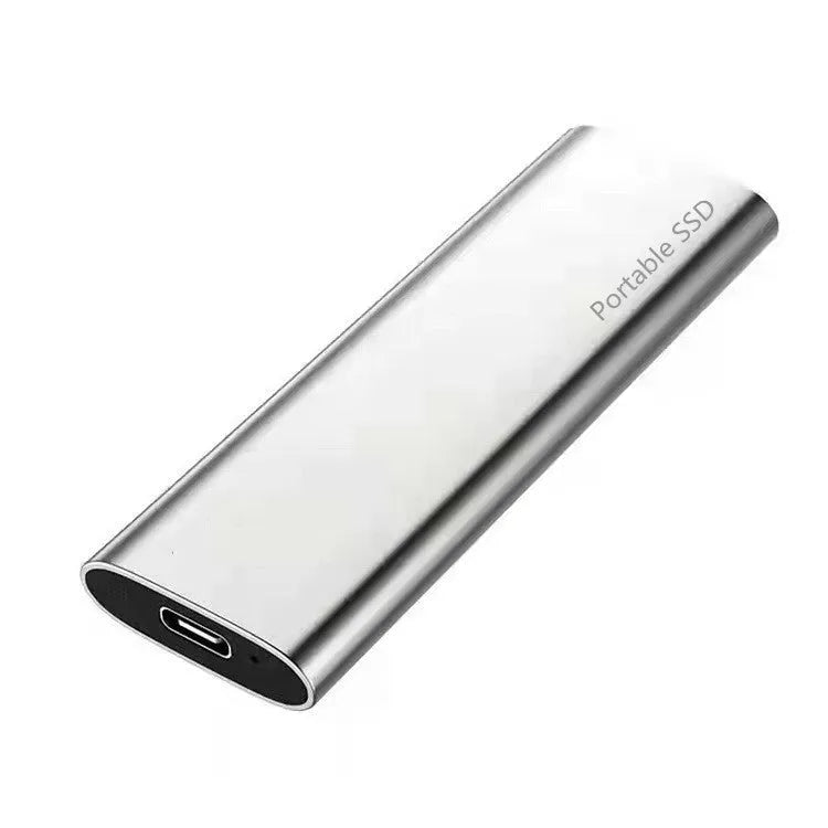 Ultra-thin metal external SSD portable hard drive in red, showing high-capacity storage for data transfer.