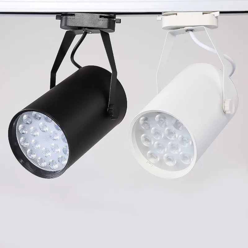 LED track spotlight in aluminium shell for store display wall lighting, showing black and white colour options.