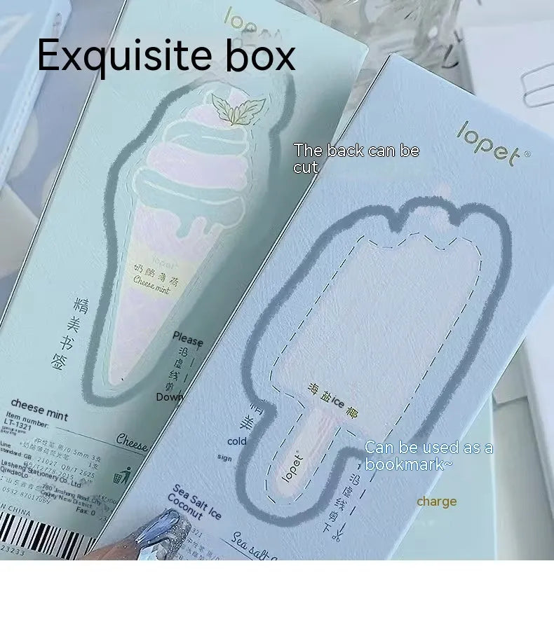 Double-ended fluorescent highlighter pen with ice cream sponge press design and 0.5mm tip