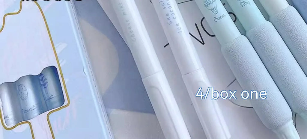Double-ended fluorescent highlighter pen with ice cream sponge press design and 0.5mm tip