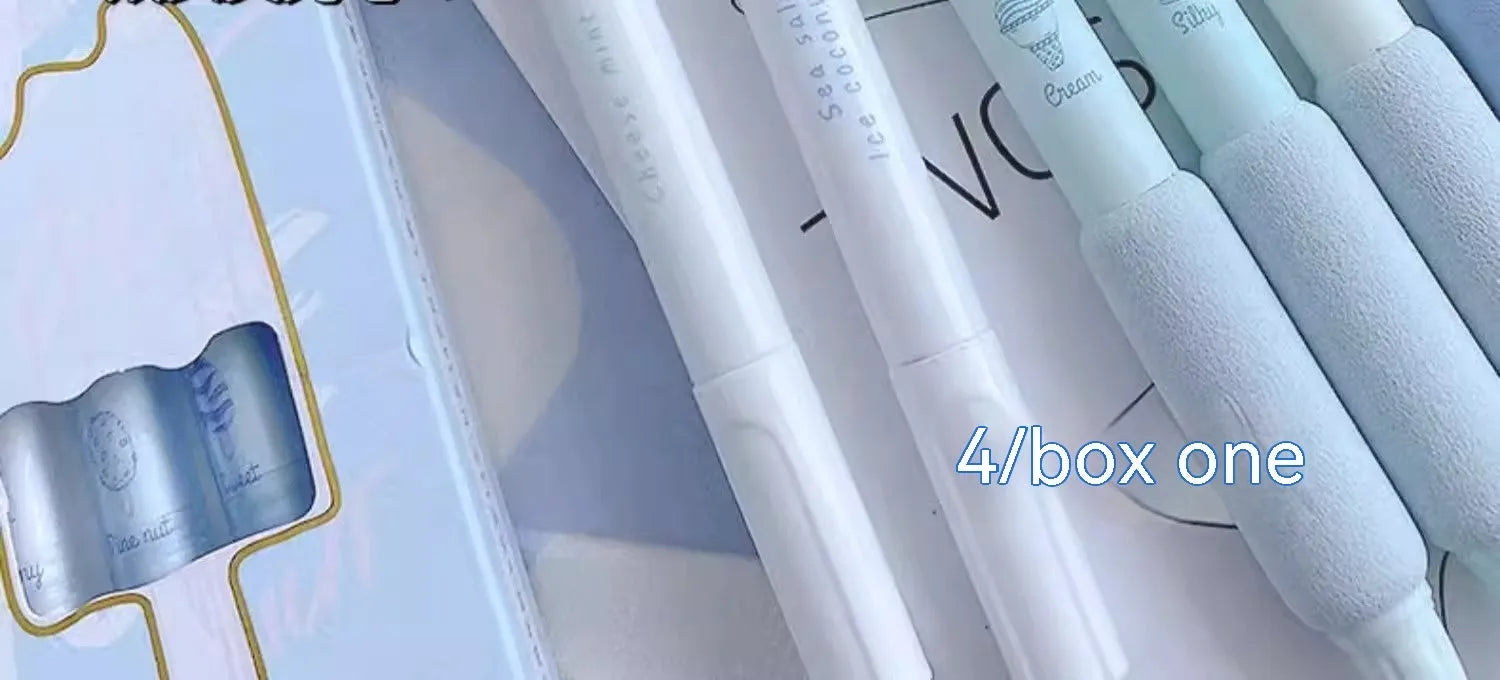 Double-ended fluorescent highlighter pen with ice cream sponge press design and 0.5mm tip
