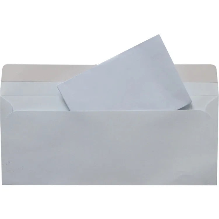 Blue confidential security envelope with self-adhesive flap measuring 105mm by 240mm