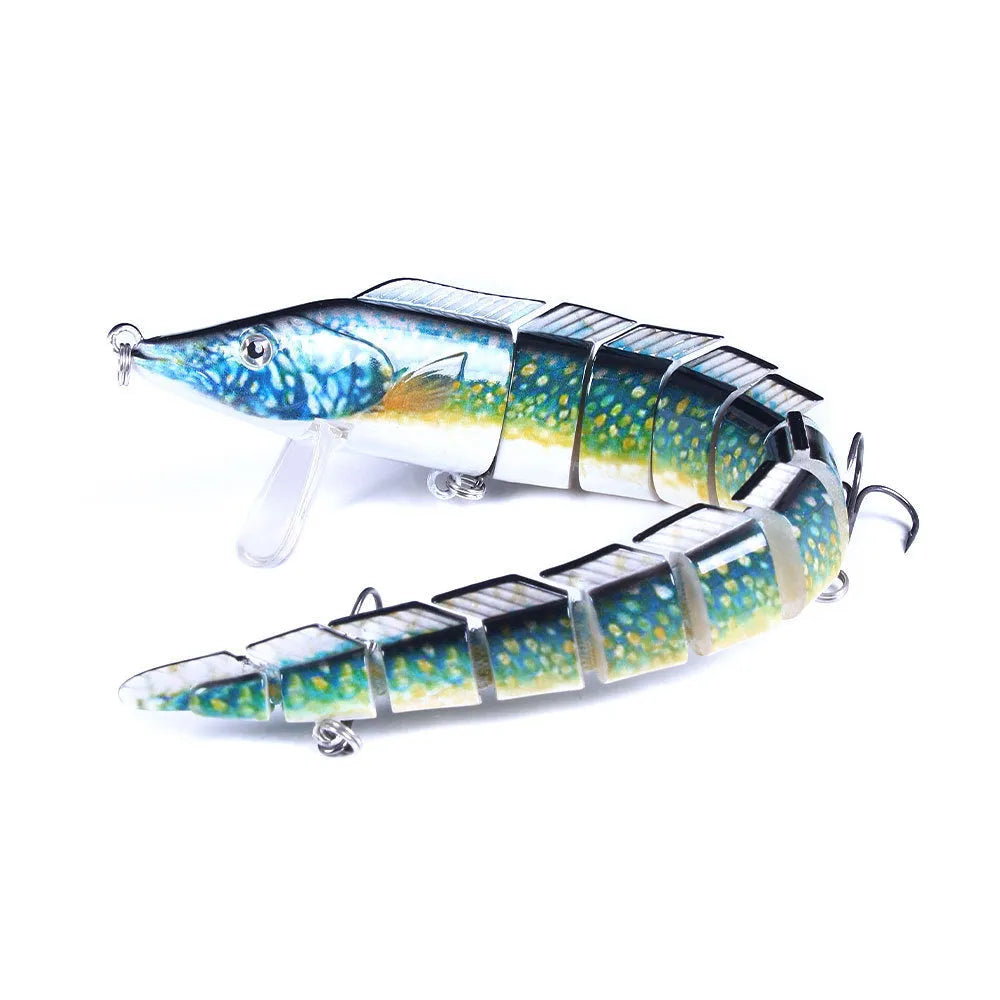 Multi-section articulated loach fishing lure measuring 23cm with #2 hook in natural colour pattern