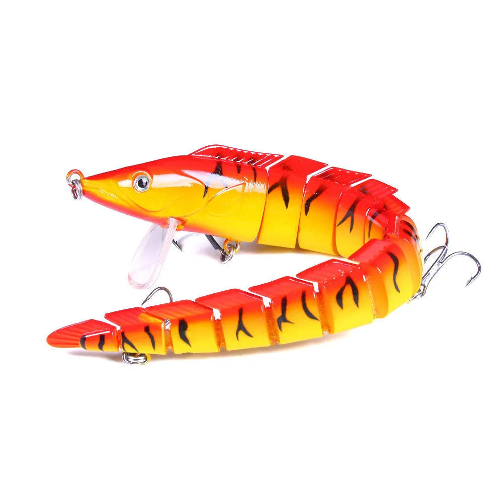 Multi-section articulated loach fishing lure measuring 23cm with #2 hook in natural colour pattern
