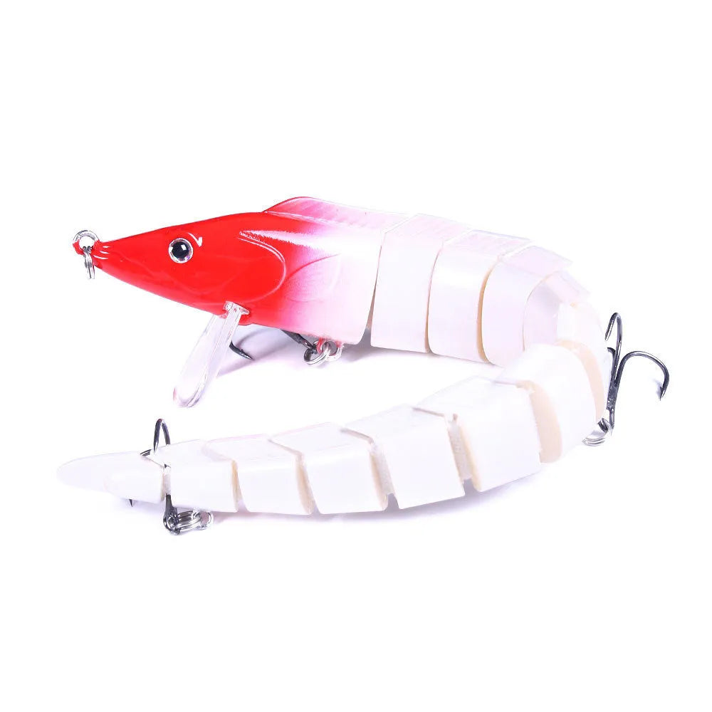 Multi-section articulated loach fishing lure measuring 23cm with #2 hook in natural colour pattern