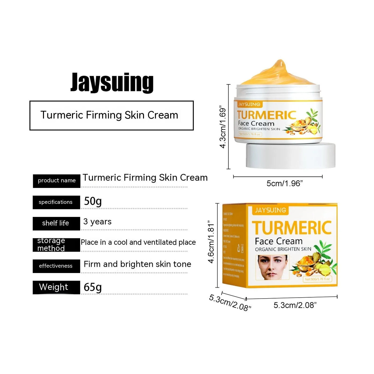 Turmeric firming face cream 50g with red chard, palm oil and fruit oil for brightening skin