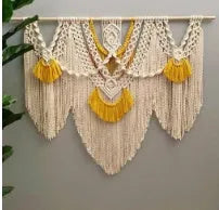 Hand-made woven cotton tapestry rectangular shape 120x95cm creamy-white colour Nordic style