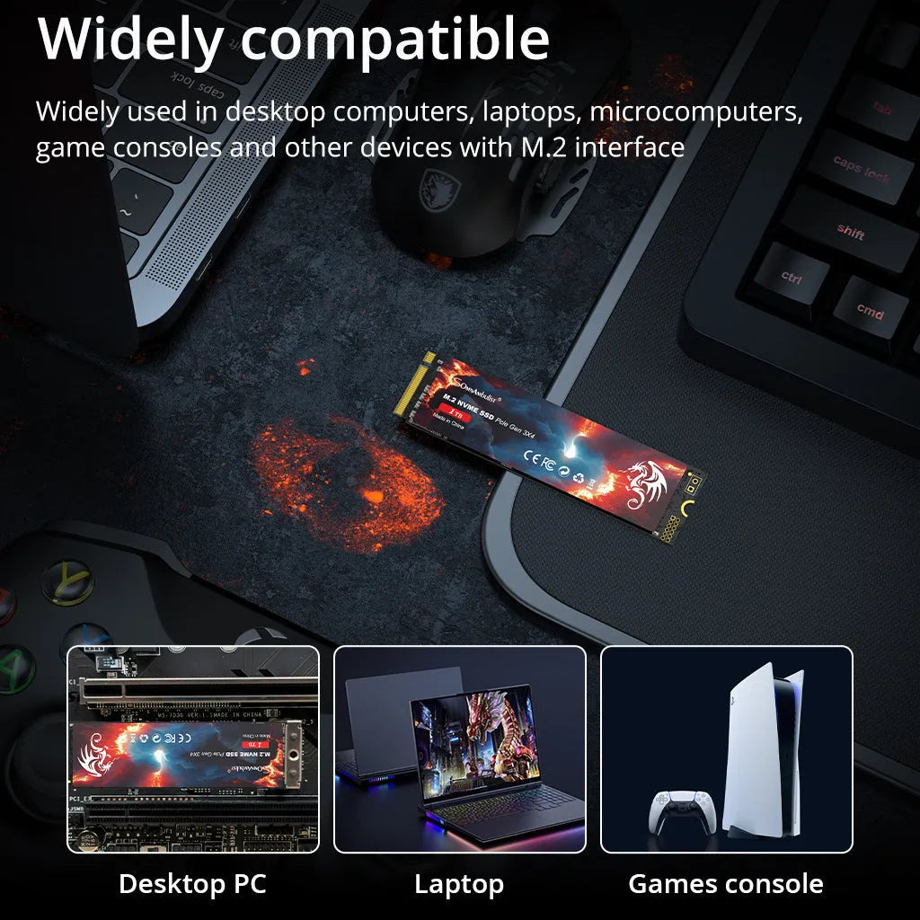 M.2 solid state drive for desktop computers showing 80x22mm dimensions and capacity options