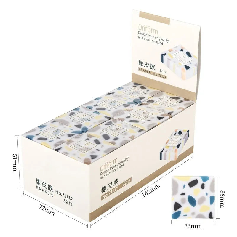 Single piece brick shaped rubber eraser for students with traceless cleaning capability