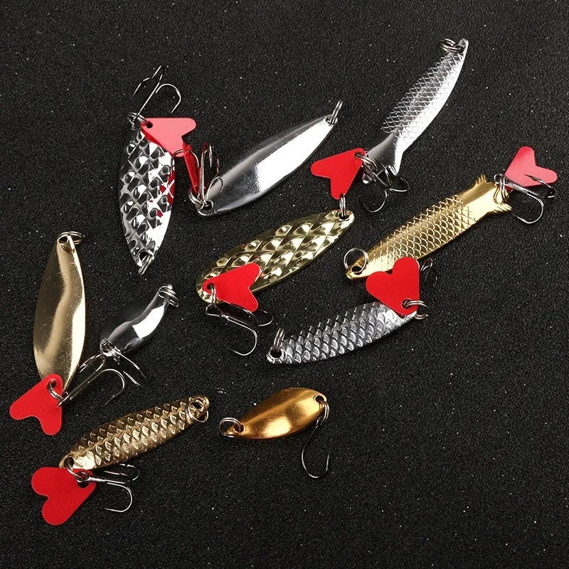 Lure pineapple sequin box containing metal fishing sequins in gold and silver colours for lure building