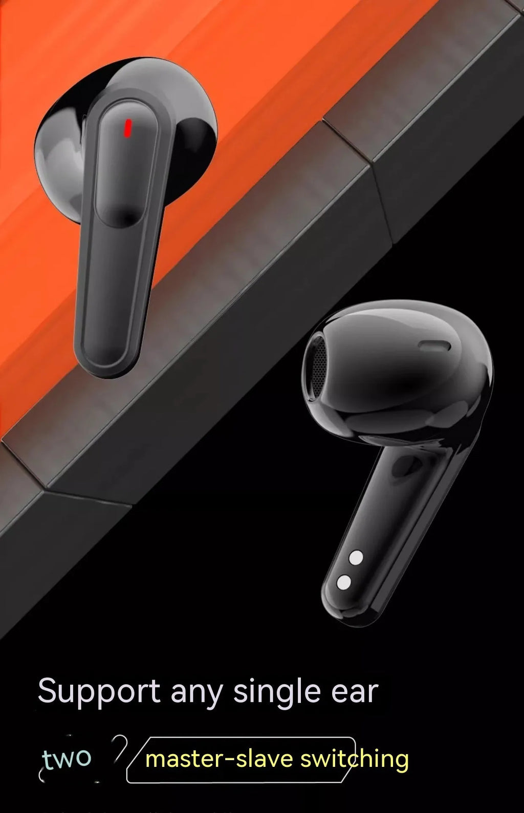 Pro90 Black wireless binaural Bluetooth headset with smart digital display, noise reduction and plastic earplug body