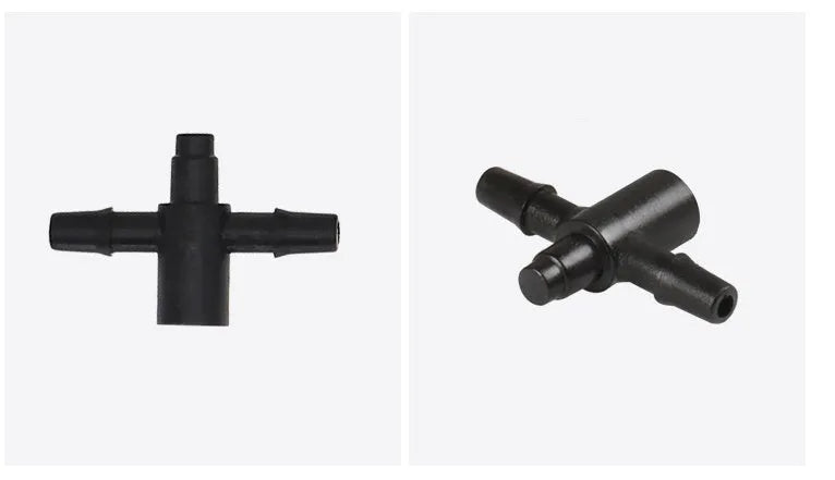 White plastic tee joint water distributor for micro irrigation systems