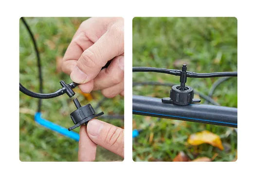 White plastic tee joint water distributor for micro irrigation systems