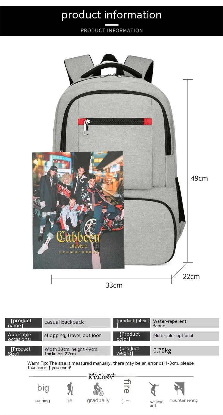 Light grey insulated oxford cloth backpack with curved shoulder straps showing dry-wet separation compartments