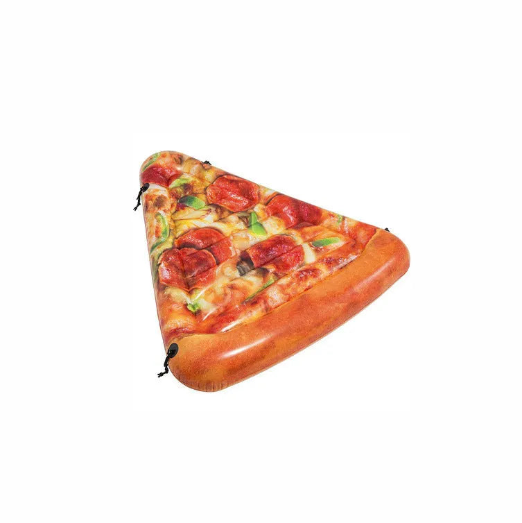 Large inflatable pizza slice surfboard float for swimming pools