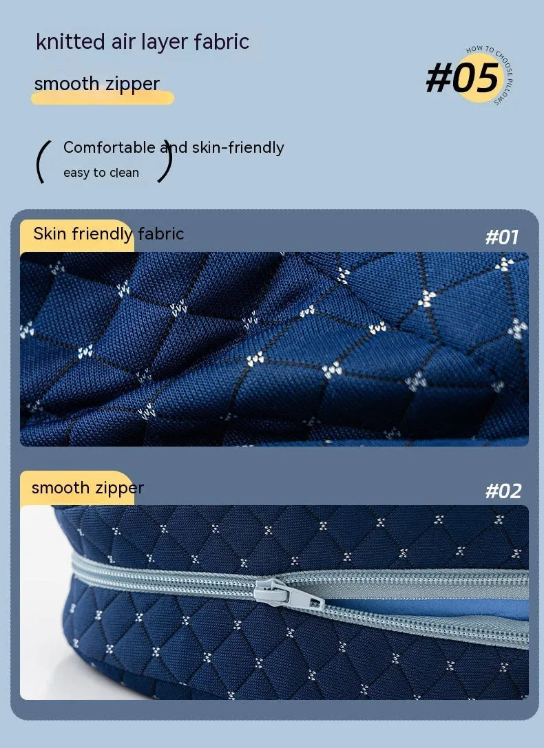 Heart-shaped dark blue memory foam leg pillow for adult support