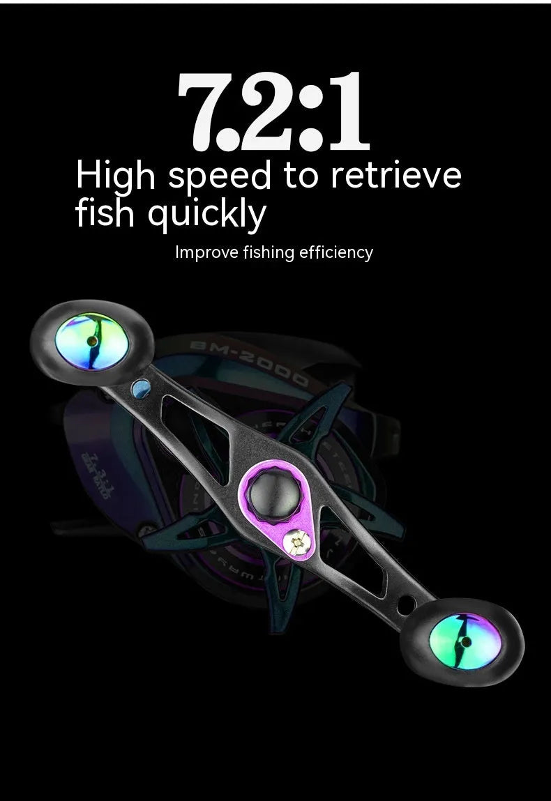BM2000 fishing wheel with magnetic brake system and water drop design in left and right-hand retrieve versions