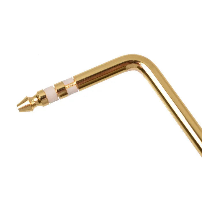 Direct plug-in guitar tremolo arm in black, blue, gold, and silver chrome finishes.