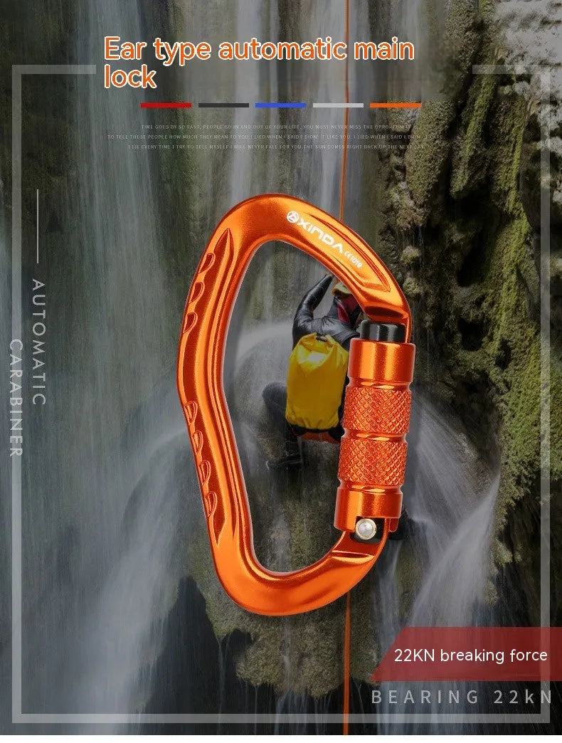 Automatic master lock carabiner in black blue orange red silver for rock climbing