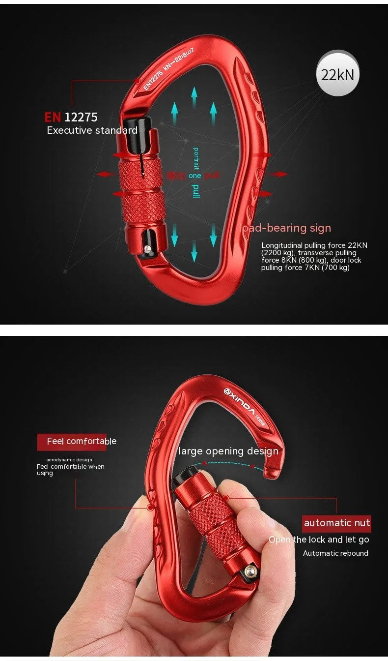 Automatic master lock carabiner in black blue orange red silver for rock climbing