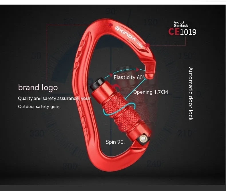 Automatic master lock carabiner in black blue orange red silver for rock climbing