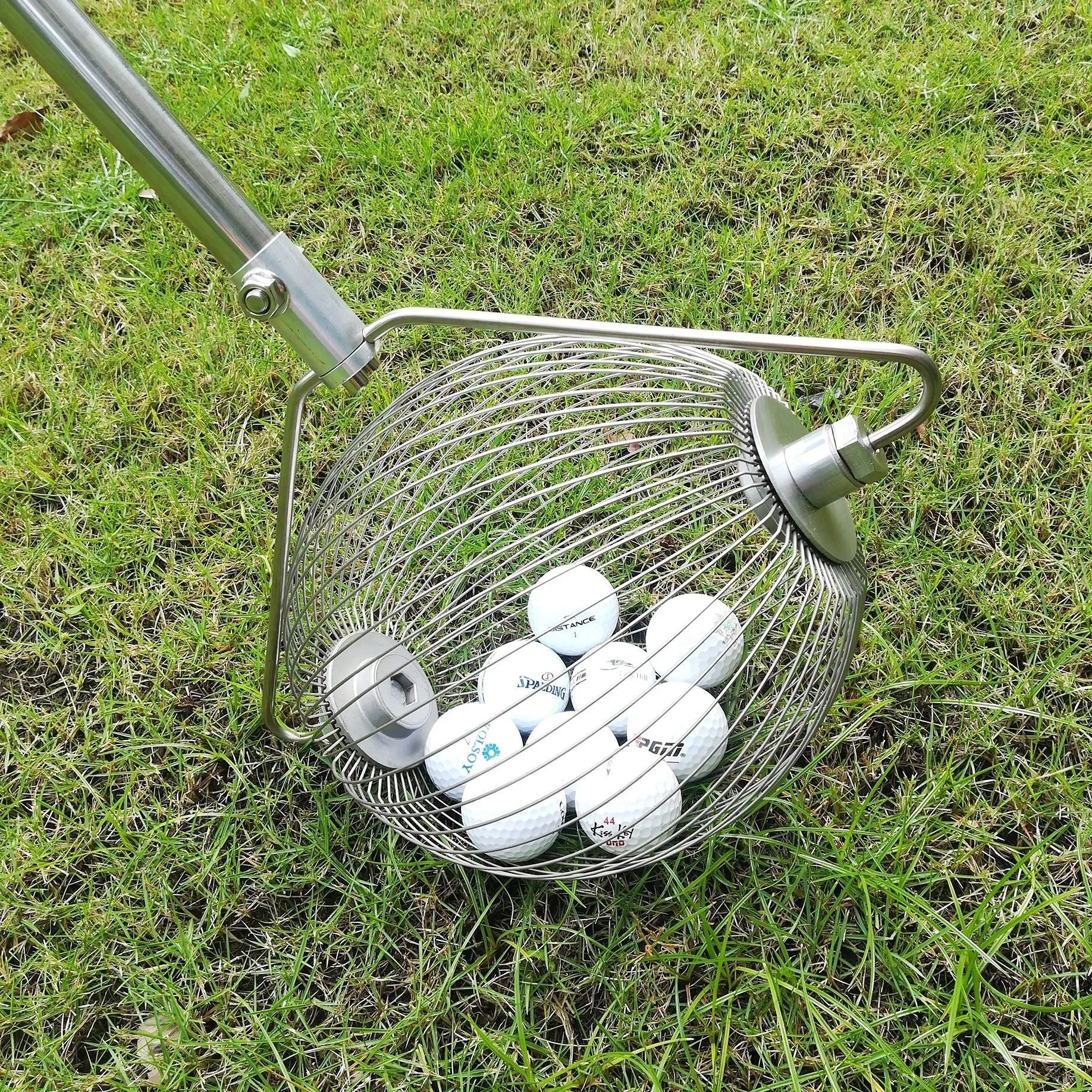 Metallic finish stainless steel golf ball picker for course ball collection