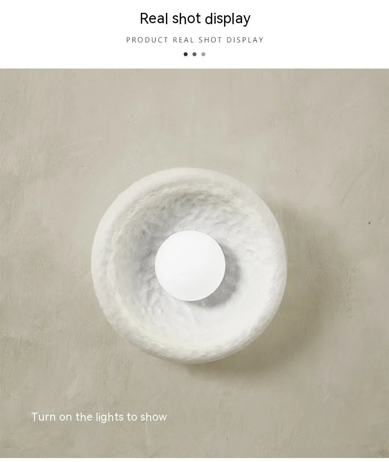 Japanese minimalist wall lamp with round resin shade in 20cm, 26cm or 32cm diameter sizes