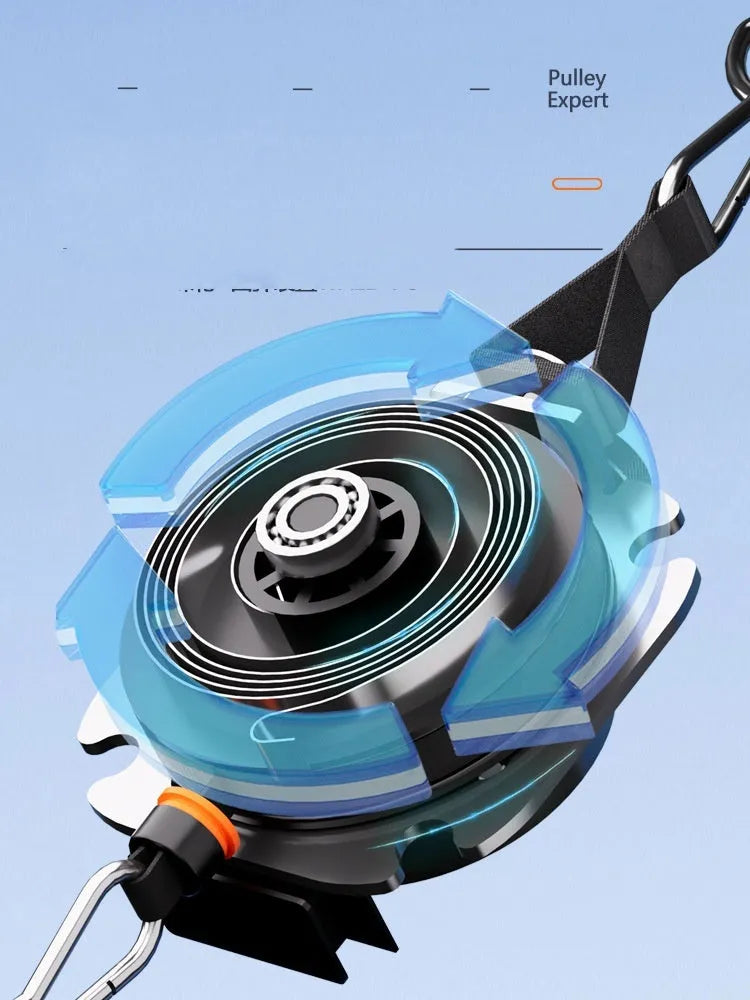 Multifunctional fitness equipment with chest expander and dumbbell rowing functions in blue-grey colour