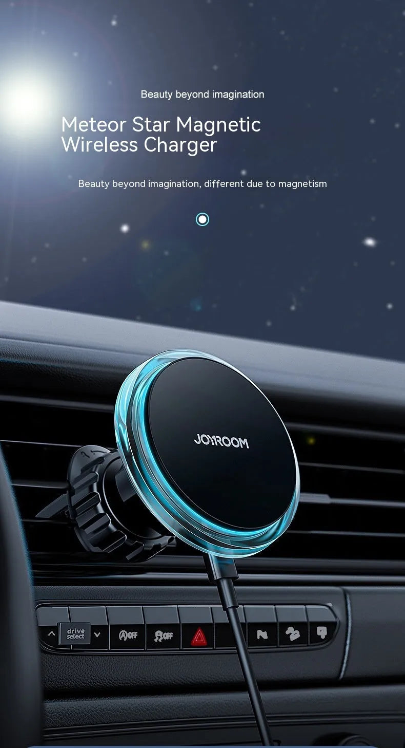 Magnetic suction wireless charging stand black car air outlet mount for smartphones
