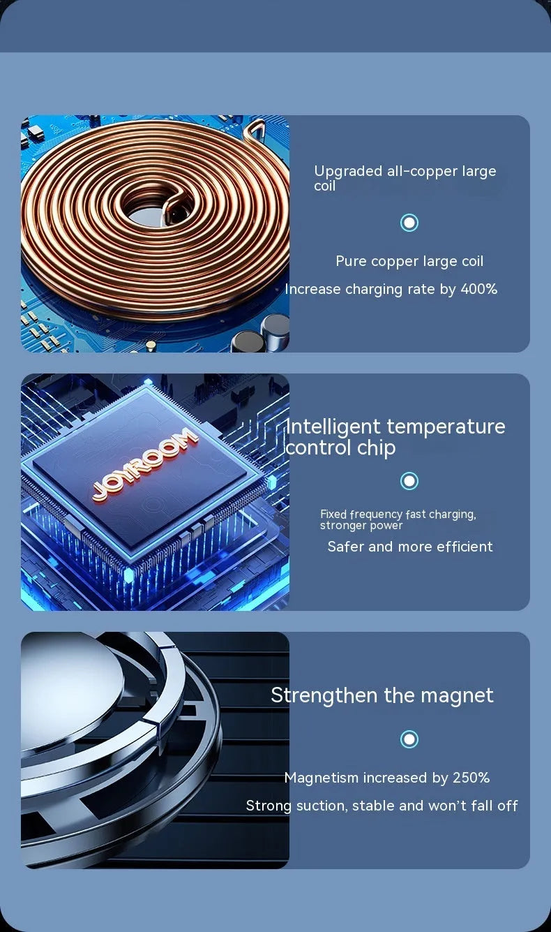 Magnetic suction wireless charging stand black car air outlet mount for smartphones