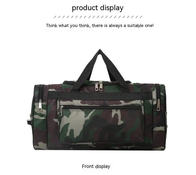 Camouflage pattern waterproof luggage bag with polyester striped lining