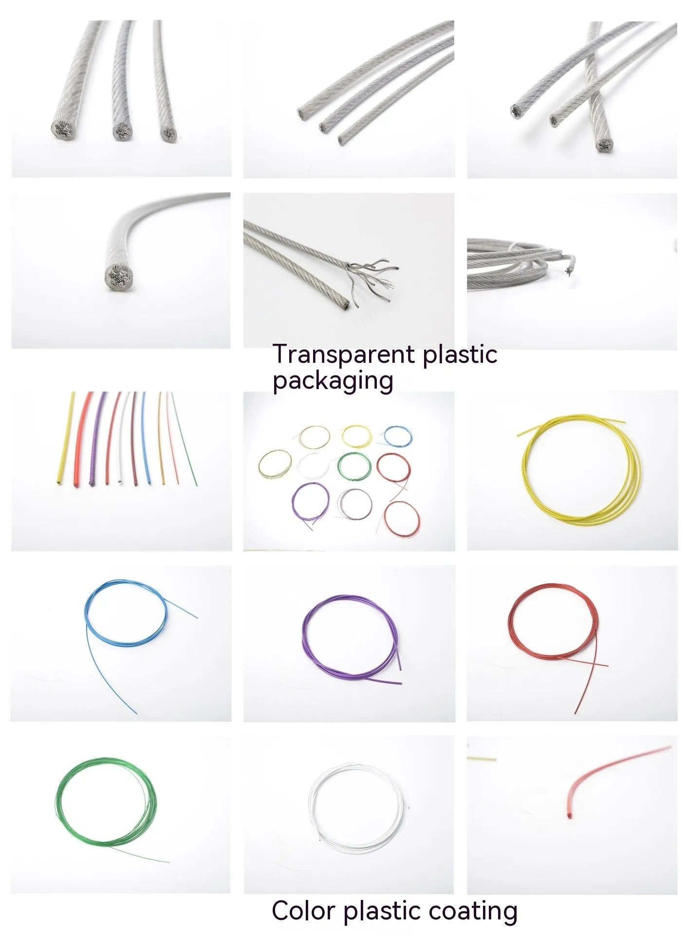 304 stainless steel invisible anti-theft protecting wire coil, showing coated rope construction.