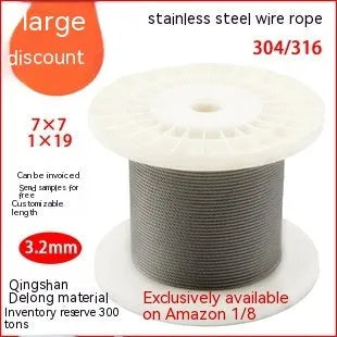 304 stainless steel invisible anti-theft protecting wire coil, showing coated rope construction.