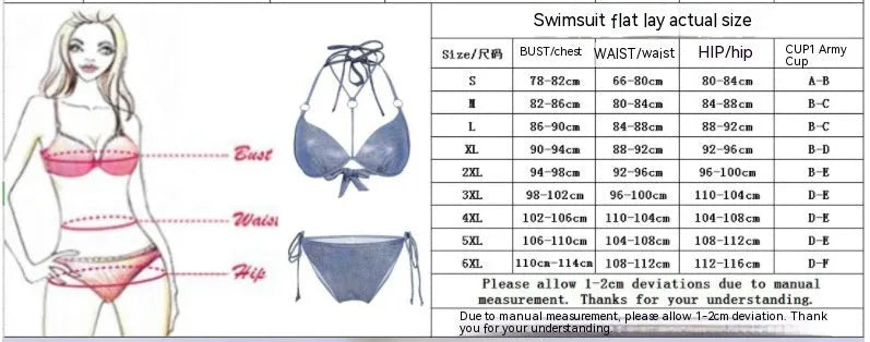 Blue women's printed split bikini swimsuit with sleeveless top and matching shorts on mannequin
