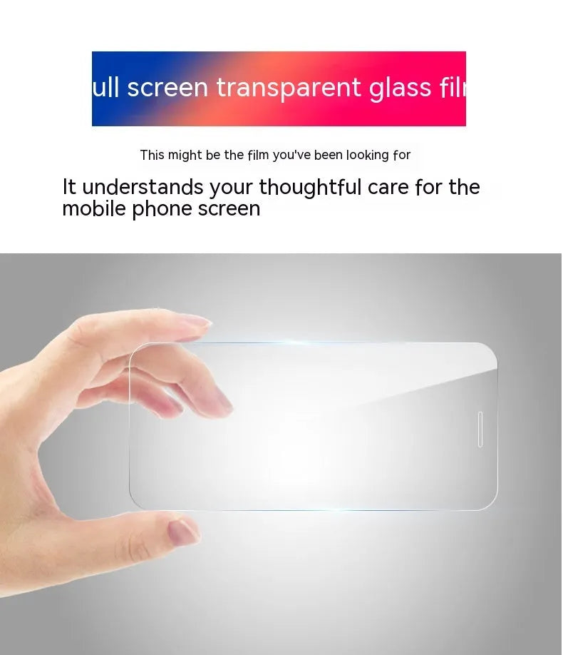 HD tempered glass screen protector for Samsung mobile phones showing full-screen coverage.