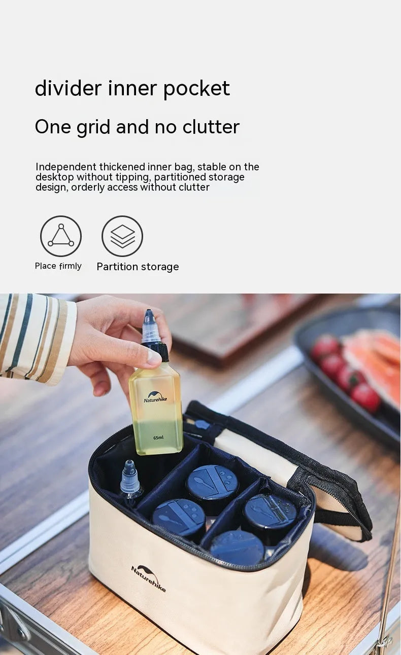 Naturehike six-piece portable plastic seasoning bottle set for outdoor cooking.