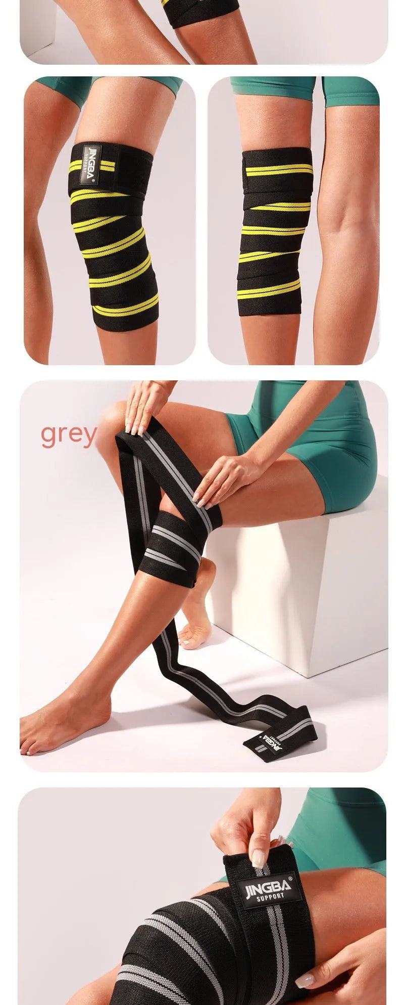 Adjustable free size sports knee pad for weightlifting and cycling, shown in blue colour.