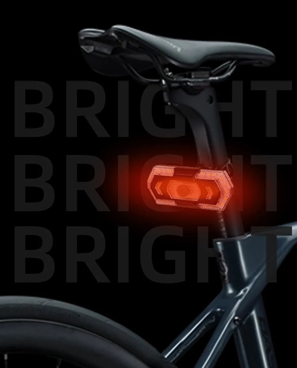Black wireless remote control turn signal taillight with USB charging port for motorbikes and bicycles